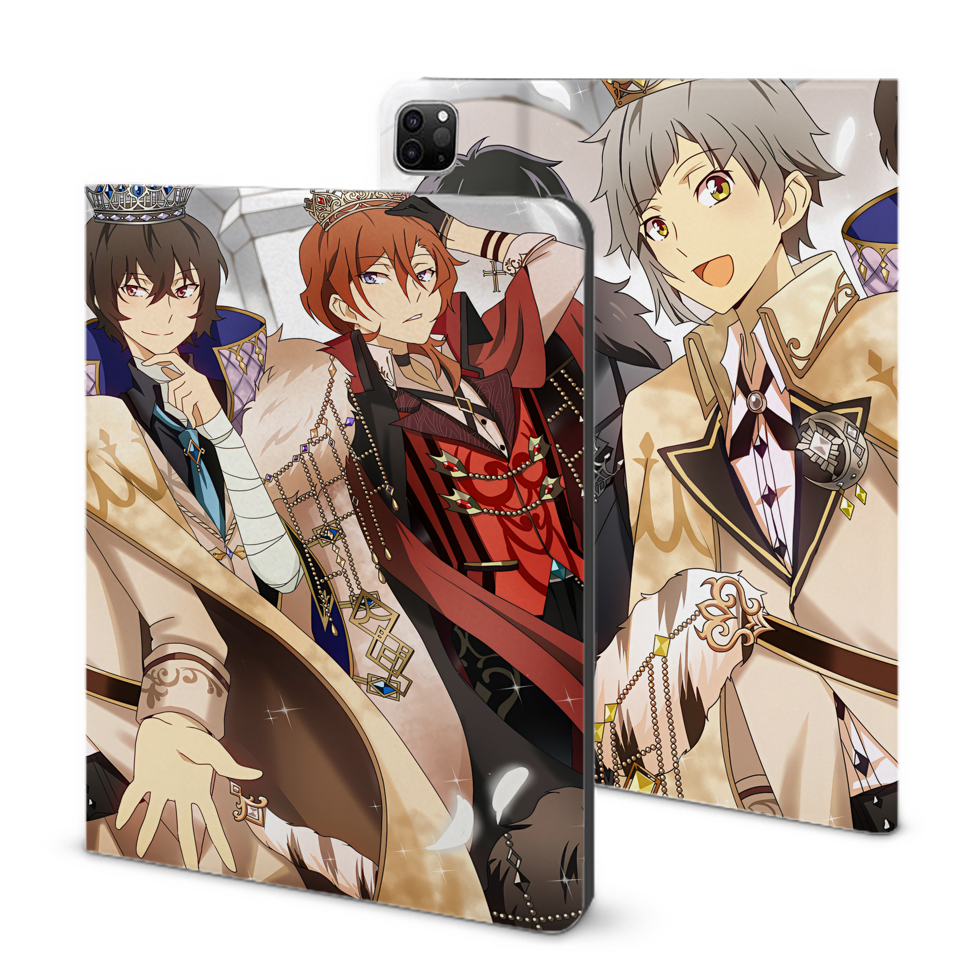 （画像用） 文豪ストレイドッグス Bungo Stray Dogs IPad ケース ブック型 PUレザー TPU 耐衝撃 軽量 薄型 ペン収納なし 全面保護 IPad 各モデル対応